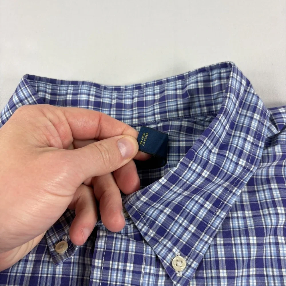 Polo Ralph Lauren Shirt Mens 2XB Big Blue Purple Plaid Button Up Short Sleeve